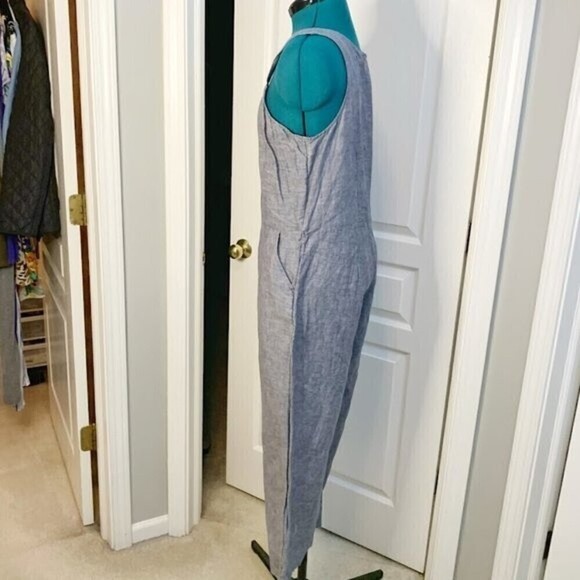 GAP Chambray One Piece Sleeveless Wide Leg Capri Summer Romper Jumpsuit - Picture 15 of 16